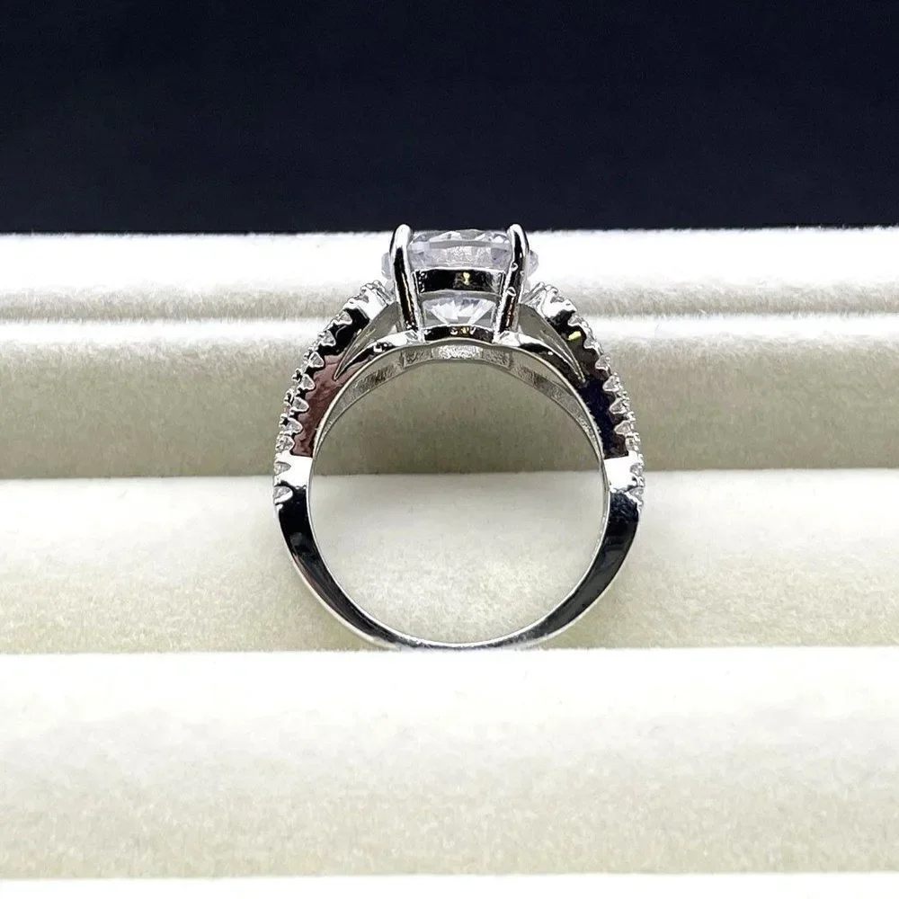 .925 Sterling Silver with White Diamond Cubic Zirconia Vintage Style Ring 6
